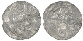 Germany. Worms. Heinrich IV 1056-1105. AR Denar (19mm, 1.02g). Crowned head facing / Cross with pellets in each angle, one pellet with crescent. Dbg. ...