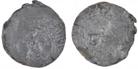 Germany. Worms. Heinrich IV 1056-1105. AR Denar (20mm, 1.06g). [+HEI]NRICUS IMP[ERATOR], head facing / Cross with pellets in each(?) angle, one pellet...