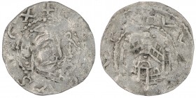 Germany. Duchy of Franconia. Heinrich IV 1056-1106. AR Denar (16mm, 0.55g). Würzburg mint. +[__]CVS[_]CX, head right, in front scepter / +VV[__]VR[_],...