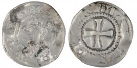 Germany. Duchy of Swabia. Otto I (936-973). AR Denar (17.5mm, 1.12g). Strasbourg mint. [MAGNVSOTTO], crowned bust left / [SCA•] MA[R]IA, cross. Dbg. 9...