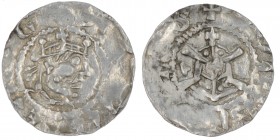 Germany. Duchy of Swabia. Otto III (983-1002) with Bishop Widerold (991-999). AR Denar (18mm, 1.61g). Strasbourg mint. Crowned bust right / church. Db...