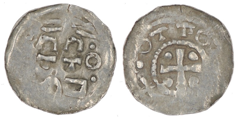 Germany. Duchy of Swabia. Esslingen Otto I - Otto III 936 - 1002. AR Denar (17mm...
