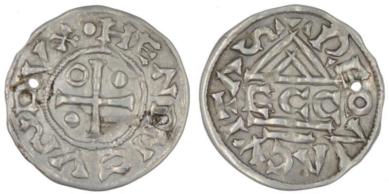 Germany. Duchy of Bavaria. Heinrich II 985-995. AR Denar (21mm, 1.59g). Regensbu...