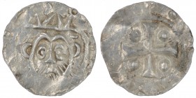 The Netherlands. Deventer. Otto III 983-1002. AR Denar (17mm, 1.43g). Deventer mint. Bearded head facing / Cross with pellets in each angle. Ilisch 1....