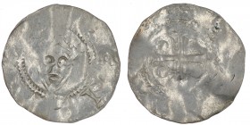 The Netherlands. Tiel. Konrad II 1024-1039. AR Denar (19mm, 0.95g). +CN[__], crowned head facing / Cross with a pellet in each angle. Ilisch 3.6 - 3.8...