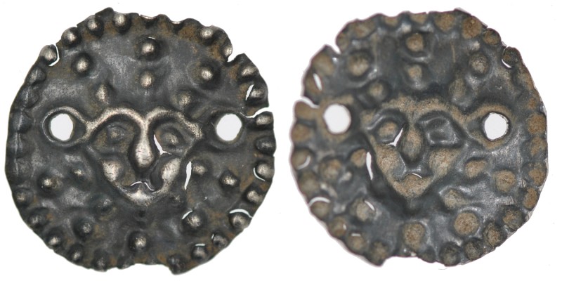 Unknown. 12 century. AR(?) Bracteate(?) (15mm, 0.31g). Head facing, three dotted...
