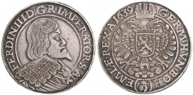 FERDINAND III (1637 - 1657)&nbsp;
1 Thaler, 1639, 28,98g, Praha. Hal 1171&nbsp;

EF | EF