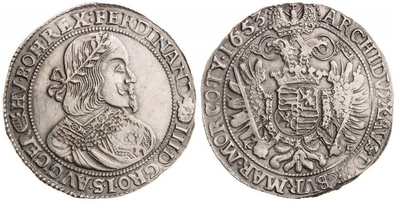 FERDINAND III (1637 - 1657)&nbsp;
1 Thaler, 1653, 28,65g, KB. Her 480&nbsp;

...