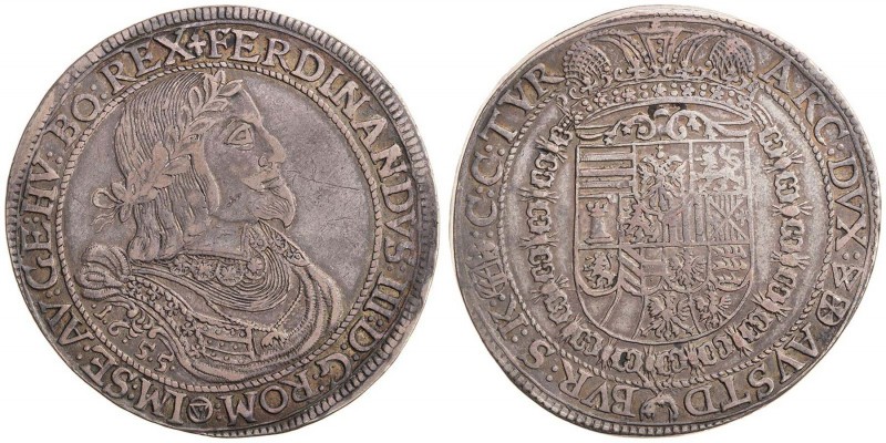FERDINAND III (1637 - 1657)&nbsp;
1 Thaler, 1655, 28,04g, Wien. Her 391&nbsp;
...