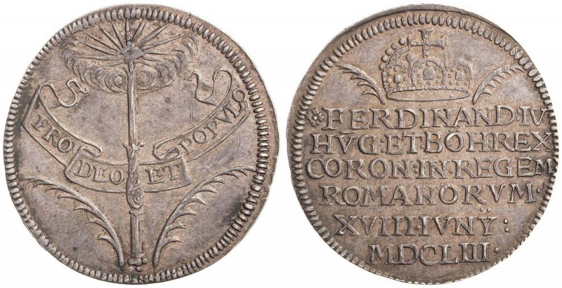 FERDINAND IV (1653-1654)&nbsp;
Silver jeton Coronation Regensburg, 1653, 3,79g&...