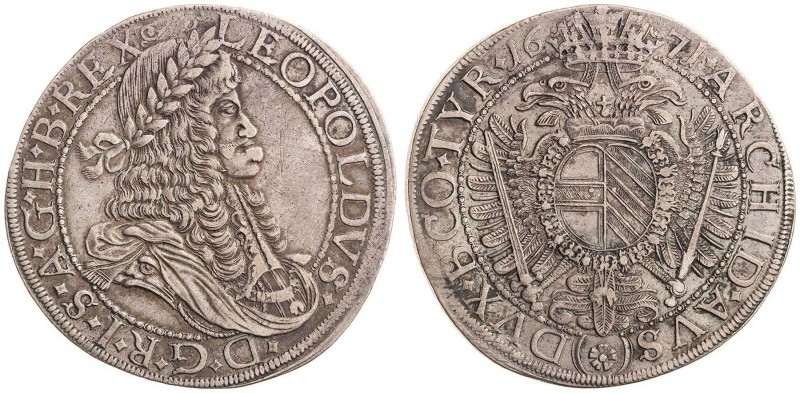 LEOPOLD I (1657 - 1705)&nbsp;
1 Thaler, 1670, 28,58g, Wien. Her 587&nbsp;

VF...