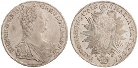 MARIA THERESA (1740 - 1780)&nbsp;
1 Thaler, 1761, 28,04g, KB. Her 588&nbsp;

about UNC | about UNC