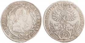 MARIA THERESA (1740 - 1780)&nbsp;
20 Kreuzer, 1773, 6,48g, E.v S.A.S. Her 937&nbsp;

VF | VF