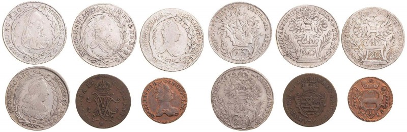 MARIA THERESA (1740 - 1780)&nbsp;
Lot 6 coins - 20 Kreuzer (4 pcs, 1763. 1765, ...