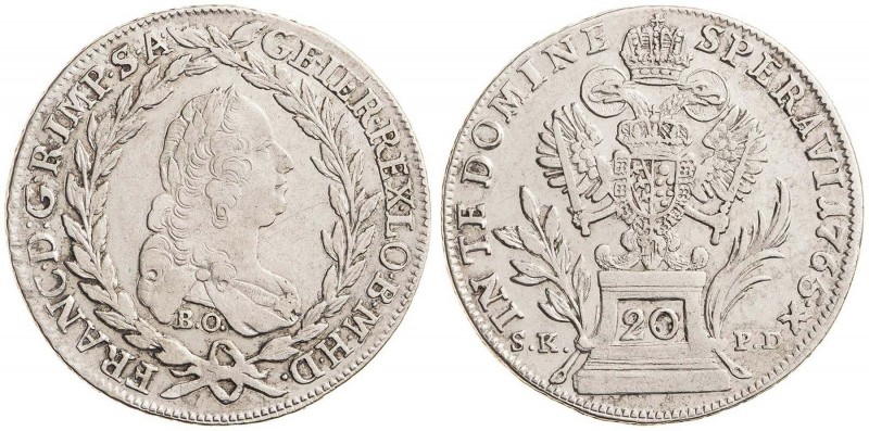 FRANCIS I STEPHEN (1740 - 1765)&nbsp;
20 Kreuzer, 1765, 6,52g, B.O./ S.K.P.D. H...
