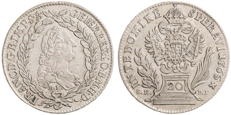 FRANCIS I STEPHEN (1740 - 1765)&nbsp;
20 Kreuzer, 1765, 6,54g, B. I./ S.K.P.D. ...