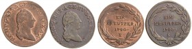 JOSEPH II (1765 - 1790)&nbsp;
Lot 2 coins - 1 Kreuzer (2 pcs), 1790, 15,35g, S. Her 418&nbsp;

about UNC | about UNC
