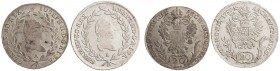 JOSEPH II (1765 - 1790)&nbsp;
Lot 2 coins - 20 Kreuzer 1781 A, 20 Kreuzer 1787 B, 13,27g, Her 215, 233&nbsp;

EF | EF
