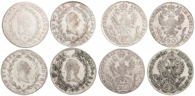 JOSEPH II (1765 - 1790)&nbsp;
Lot 4 coins - 20 Kreuzer 1782, 1784 (2 pcs), 1790, 26,37g&nbsp;

VF | VF