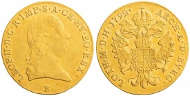 LEOPOLD II (1790 - 1792)&nbsp;
1 Ducat, 1792, 3,47g, B. Husz 1907&nbsp;

about EF | EF