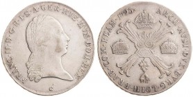 FRANCIS II / I (1972 - 1806 - 1835)&nbsp;
1 Thaler cross, 1795, 29,5g, C. Her 474&nbsp;

about EF | EF