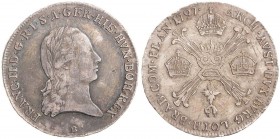 FRANCIS II / I (1972 - 1806 - 1835)&nbsp;
1/4 Thaler cross, 1797, 7,32g, B. Her 526&nbsp;

about EF | about EF