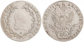 FRANCIS II / I (1972 - 1806 - 1835)&nbsp;
20 Kreuzer, 1797, 6,57g, G. Her 667&nbsp;

EF | EF
