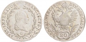 FRANCIS II / I (1972 - 1806 - 1835)&nbsp;
20 Kreuzer, 1808, 6,43g, G. Früh 282&nbsp;

UNC | UNC