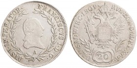FRANCIS II / I (1972 - 1806 - 1835)&nbsp;
20 Kreuzer, 1809, 6,61g, A. Früh 283&nbsp;

EF | EF
