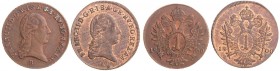 FRANCIS II / I (1972 - 1806 - 1835)&nbsp;
Lot 2 coins - 1 Kreuzer 1800 A, 1800 B, 9,11g, Her 1060, 1061&nbsp;

about UNC | UNC