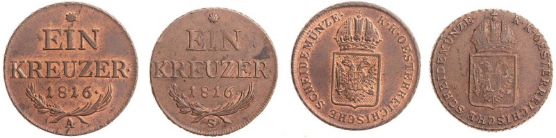 FRANCIS II / I (1972 - 1806 - 1835)&nbsp;
Lot 2 coins - 1 Kreuzer 1816 A, 1816 ...