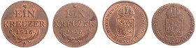 FRANCIS II / I (1972 - 1806 - 1835)&nbsp;
Lot 2 coins - 1 Kreuzer 1816 A, 1816 S, 17g, Früh 530, 535&nbsp;

EF | UNC