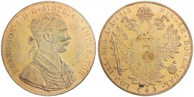 FRANZ JOSEPH I (1848 - 1916)&nbsp;
4 Ducats pattern coin, 1915, 14,88g&nbsp;

EF | EF