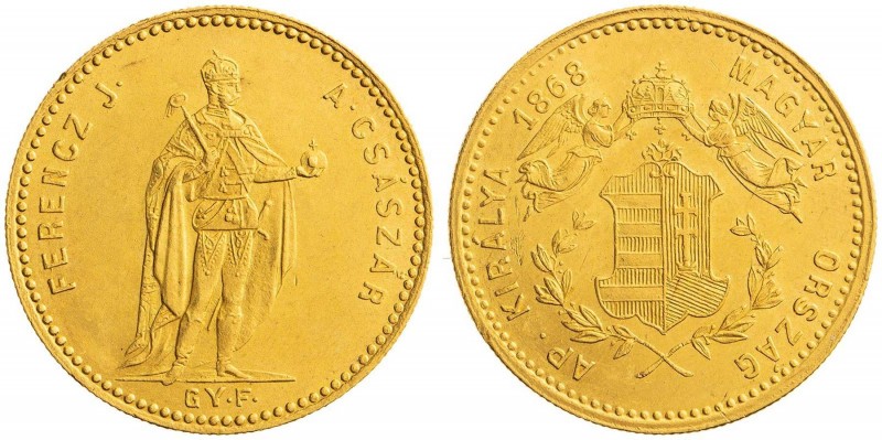 FRANZ JOSEPH I (1848 - 1916)&nbsp;
1 Ducat, 1868, 3,43g, G.Y.F. Früh 1706&nbsp;...