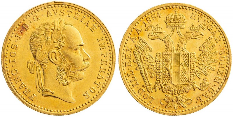 FRANZ JOSEPH I (1848 - 1916)&nbsp;
1 Ducat, 1884, 3,48g, Früh 1243&nbsp;

abo...