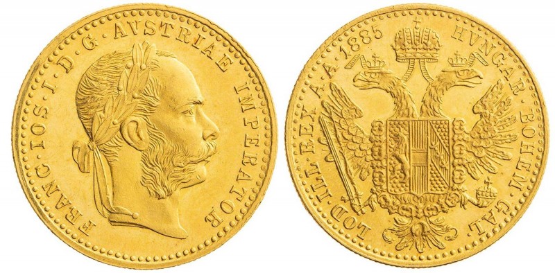 FRANZ JOSEPH I (1848 - 1916)&nbsp;
1 Ducat, 1885, 3,49g, Früh 1244&nbsp;

abo...