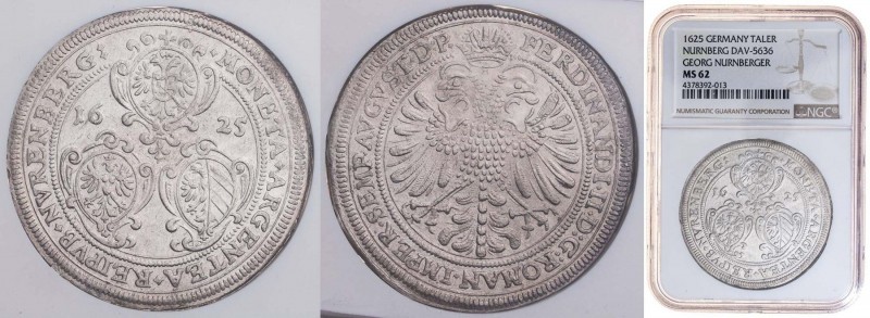 FERDINAND II (1619 - 1637)&nbsp;
1 Thaler, 1625, Nürnberg. Dav 5636&nbsp;

NG...