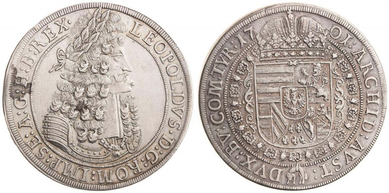 LEOPOLD I (1657 - 1705)&nbsp;
1 Thaler, 1701, 28,31g, Hall. Her 649&nbsp;

EF...