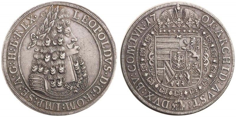 LEOPOLD I (1657 - 1705)&nbsp;
1 Thaler, 1701, 28,53g, Hall. Her 649&nbsp;

ab...