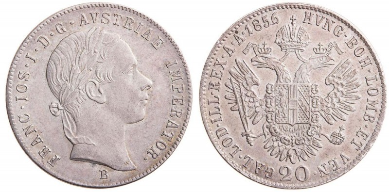 FRANZ JOSEPH I (1848 - 1916)&nbsp;
20 Kreuzer, 1856, 4,33g, B. Früh 1576&nbsp;...