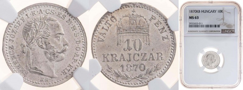 FRANZ JOSEPH I (1848 - 1916)&nbsp;
10 Kreuzer, 1870, KB. Früh 1818&nbsp;

NGC...