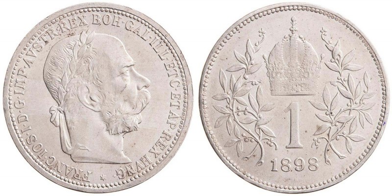 FRANZ JOSEPH I (1848 - 1916)&nbsp;
1 Corona, 1898, 5g, Wien. Früh 1971&nbsp;
...