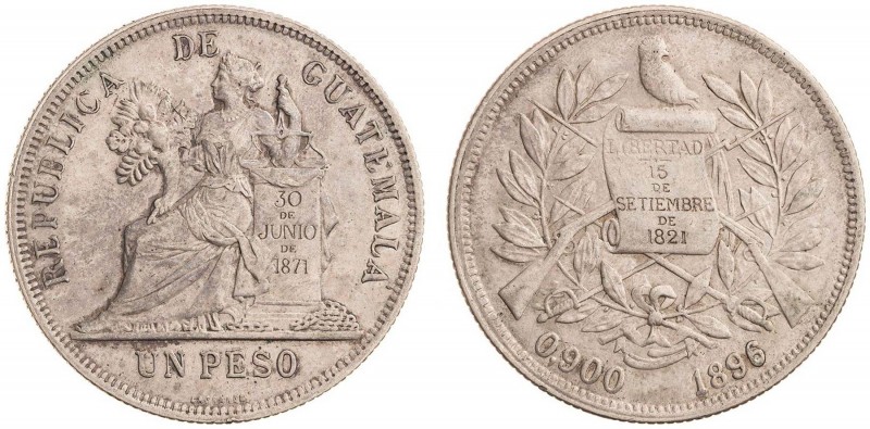 GUATEMALA&nbsp;
1 Peso (8 Reales), 1896, 24,88g, KM 210&nbsp;

VF | VF