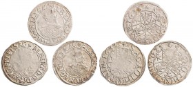 COINAGE OF CZECH NOBLE FAMILIES - ALBRECHT Z VALDŠTEJNA (1583 - 1634)&nbsp;
Lot 3 coins - 3 Kreuzer, 1633, 4,91g, Me 323 V&nbsp;

VF | VF