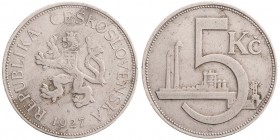 COINS, MEDALS&nbsp;
5 Korun, 1927, 9,98g, MCH CSR1-003&nbsp;

VF | VF