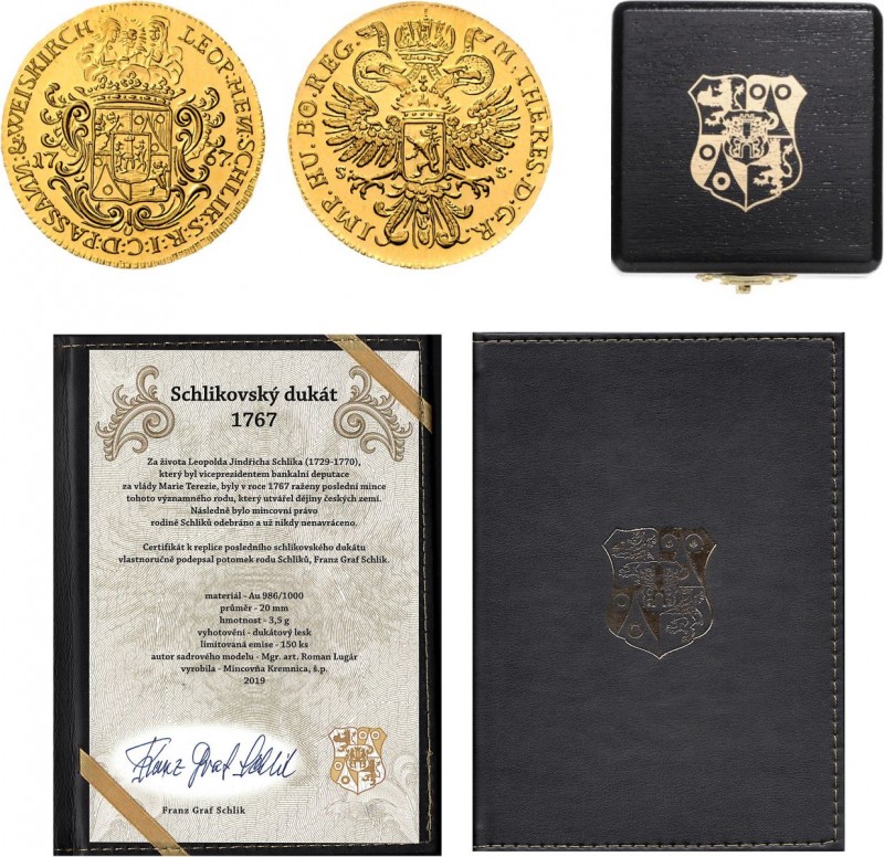 COINS, MEDALS&nbsp;
Gold medal 1 Ducat Schlick, certificate with Count Frantise...