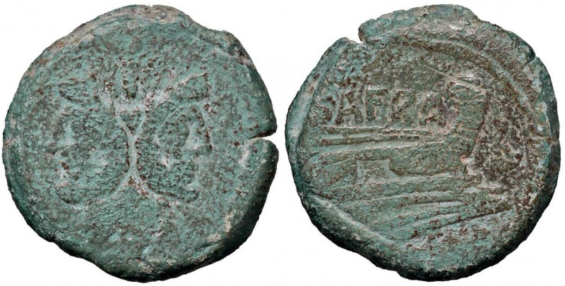 Afrania - Spurius Afranius (150 a.C.) Asse - Testa di Giano - R/ Prua di nave a ...