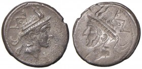 Marcia - L. Philippus - Denario (113-112 a.C.) Testa elmata di Filippo V di Macedonia a d. - R/ Incuso del D/ - B. 12; Cr. 293/1 AG (g 3,94) Poroso
M...