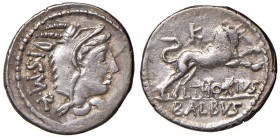 Thoria - L. Thorius Balbus - Denario (105 a.C.) Testa di Giunone Lanuvia a d. - R/ Toro rampante a d. - B. 1; Cr. 316/1 AG (g 3,94)
BB