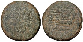 Valeria - Valerius - Asse (169-158 a.C.) Testa di Giano - R/ Prua a d. - B. 1; Cr. 191/1 AE (g 29,90)
B